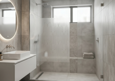 Film sablé décoratif sur paroi de douche — Fleurus