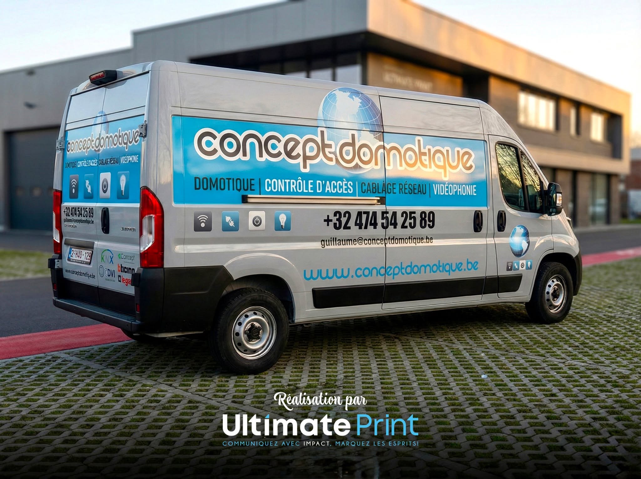 Lettrage Citroën Jumper pour Concept Domotique — réalisation Ultimate Print