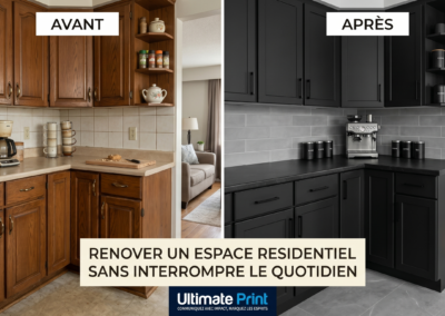 Rénovation cuisine équipée noir matte — covering film adhésif