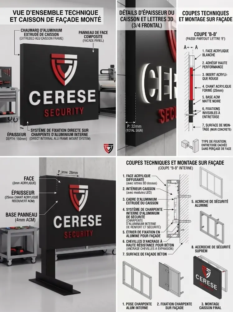 Enseigne 3D LED CERESE Security