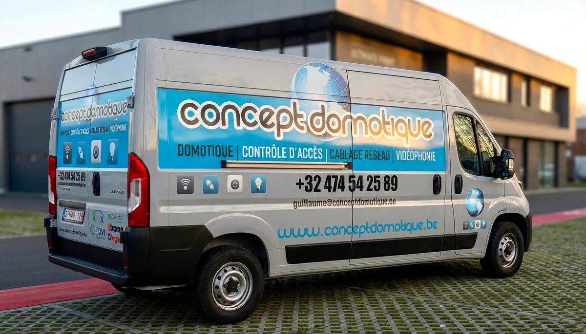 Citroën Jumper lettré pour Concept Domotique — numéro et services lisibles de loin